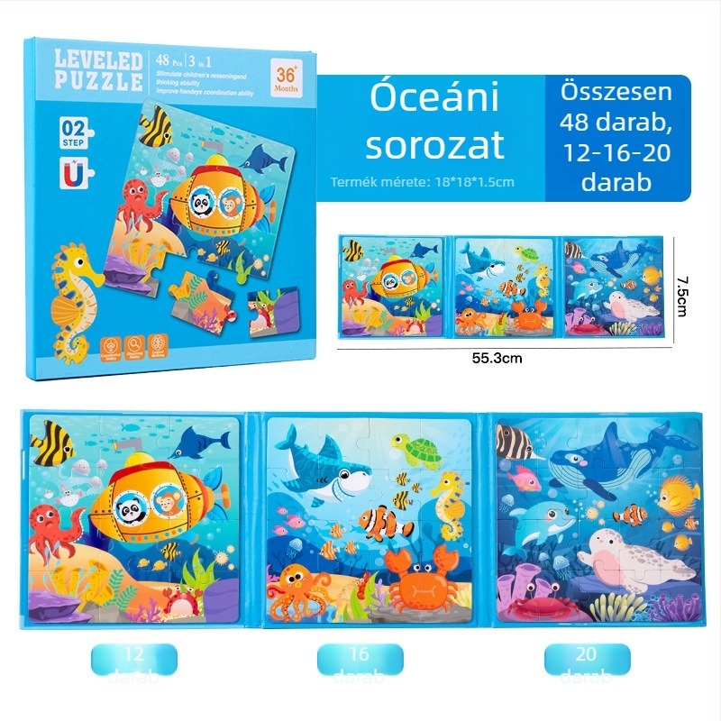 Lapos puzzle – Papír, testre szabható rajzok szerint, 4–6 év közötti gyerekeknek, Zhejiang eredetű