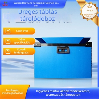 PP üreges lemez szállítódoboz, nagy méret, antistatikus, lehajtható fedél