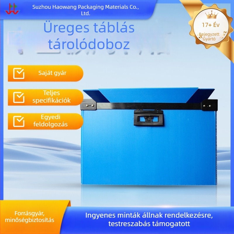 PP üreges lemez szállítódoboz, nagy méret, antistatikus, lehajtható fedél