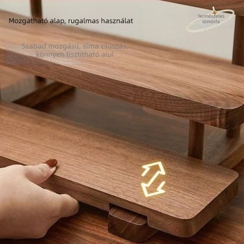 Fából készült asztali tárolóállvány, 3-emeletes minimalist display polc a konyhai tároláshoz