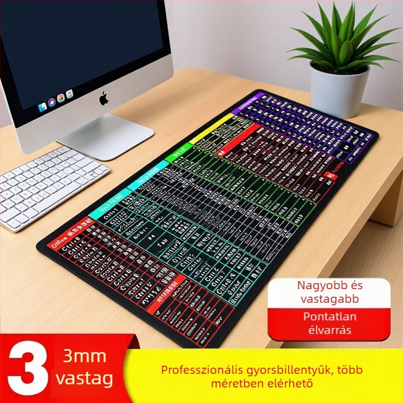Nagy gumírozott egérpad iroda/CAD és játékokhoz – csúszásmentes, egyoldalas, logónyomtatás, csuklótámasz