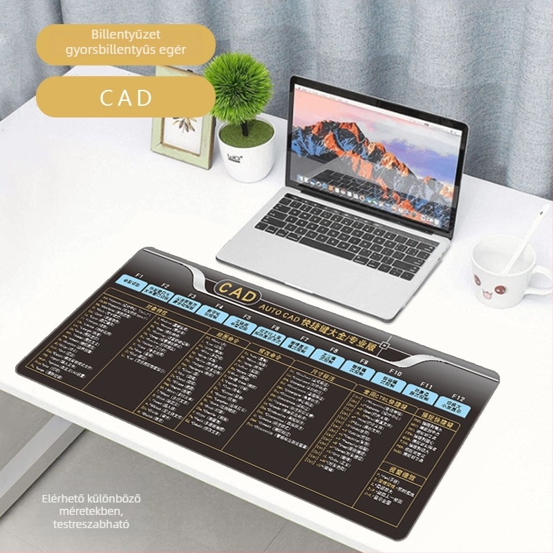 Nagy gumírozott egérpad iroda/CAD és játékokhoz – csúszásmentes, egyoldalas, logónyomtatás, csuklótámasz