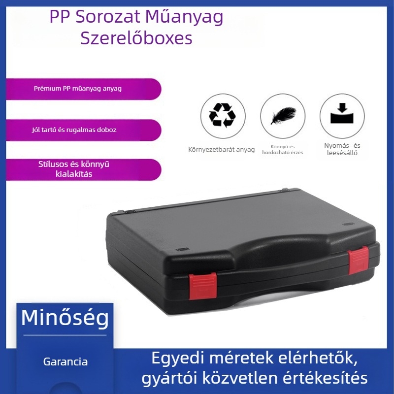 Hardver kiegészítőkhöz tartozó szerszámtartó doboz, PP műanyagból, falvastagság 2 mm, magas szilárdság