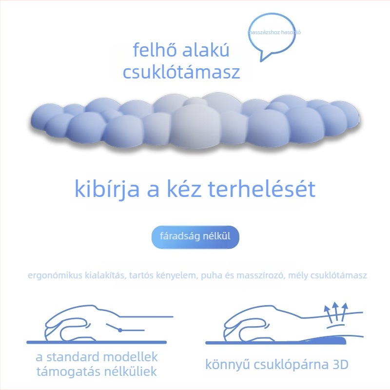 Csukló párna, kétoldalas habból készült (Cloud series), kopásálló, irodai használatra
