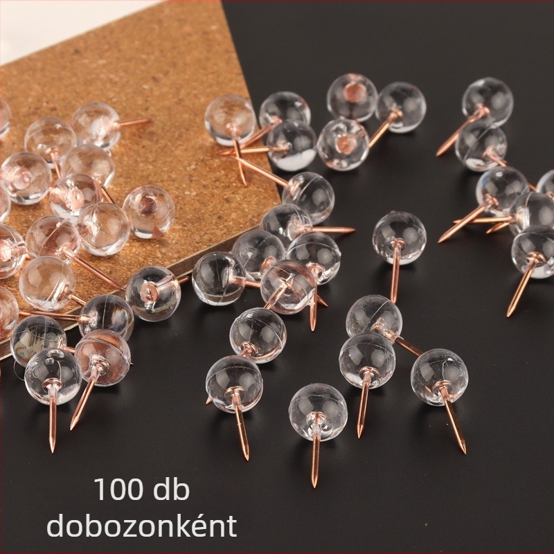 KXS202398 I-formájú gömbfejű csíptetők parafa táblákhoz – 100 darabos dobozos készlet, irodai papír-írószerek