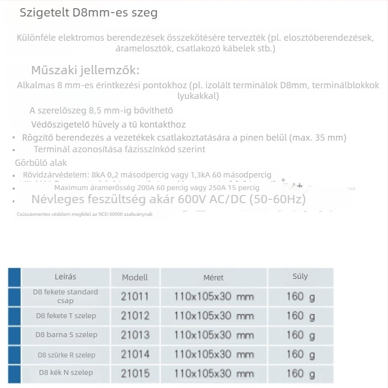 Weienke D8mm szigetelt tű kábelhez, Power Construction – élő munkára, tétel 4018