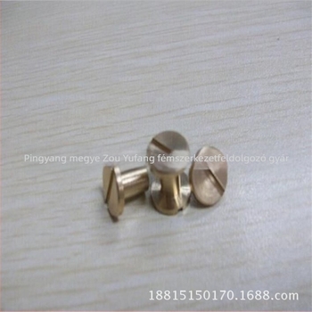 Réz reklám szegek, I-alakúak, könyv- és napló kötéséhez, méret 8×30, automata esztergával készítve