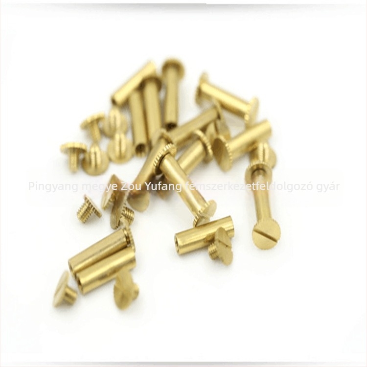 Réz reklám szegek, I-alakúak, könyv- és napló kötéséhez, méret 8×30, automata esztergával készítve