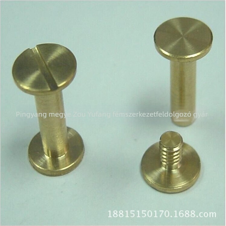 Réz reklám szegek, I-alakúak, könyv- és napló kötéséhez, méret 8×30, automata esztergával készítve