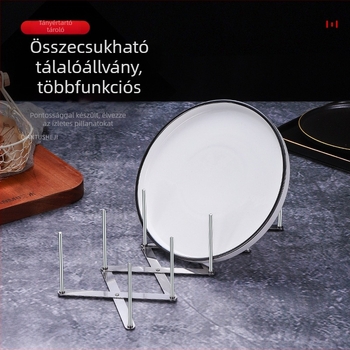 Rozsdamentes acélból készült összecsukható edény- és tálállvány – többfunkciós, konyhákhoz és éttermekhez, modern egyszerű stílus