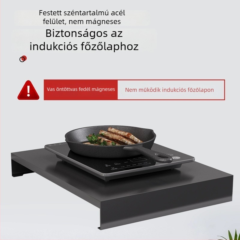 Konyhai polc és indukciós főzőlap polca, gáztűzhely alap — mozgatható, telepítés nélküli, többfunkciós, szénacél, modern minimalista dizájn