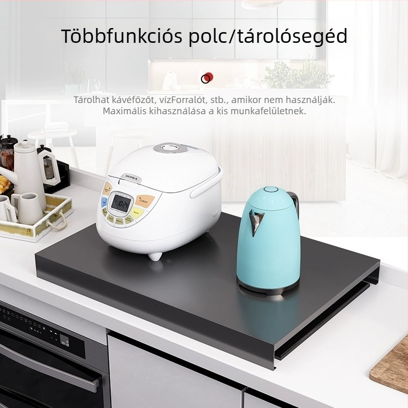 Konyhai polc és indukciós főzőlap polca, gáztűzhely alap — mozgatható, telepítés nélküli, többfunkciós, szénacél, modern minimalista dizájn