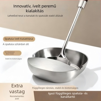 Rozsdamentes acél fedő- és kanál-/ spatula-tartó, konyhai állvány, tárolóorganizátor