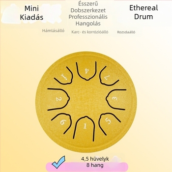 Mini éteri dob, 4 hüvelyk, 8 hangú acél nyelv dob kezdőknek, hordozható ütőhangszer