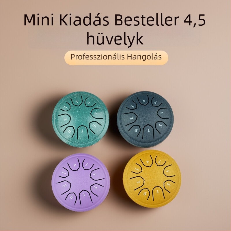 Mini éteri dob, 4 hüvelyk, 8 hangú acél nyelv dob kezdőknek, hordozható ütőhangszer