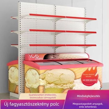 Hűtőpolc, testre szabható és megerősített vastagságú, áruházi bemutatóhoz (Modell 0052; Kód 00521; Alkalmas áruházak és kényelmi üzletek számára)