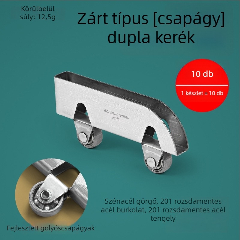 Üvegcsúszó görgők készlete, 5 mm vastagság, rozsdamentes acélból, modell F7668877H9MH8H