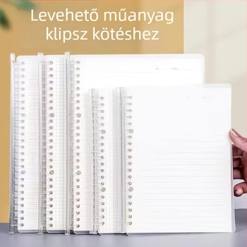 Átlátszó PP B5 jegyzetfüzet, leválasztható A5 spirálkötéssel, vonalas oldalak, 80 oldal