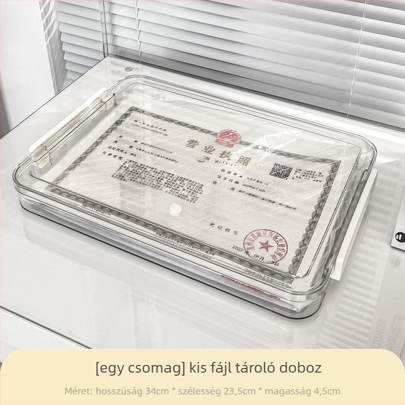 PET műanyag asztali dokumentumtároló doboz, átlátszó, rakásolható, 1 L kapacitás