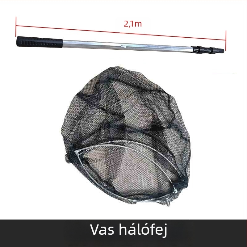 Horgász hálófej alumínium ötvözetből, kihúzható pozíciónál és körgyűrűvel