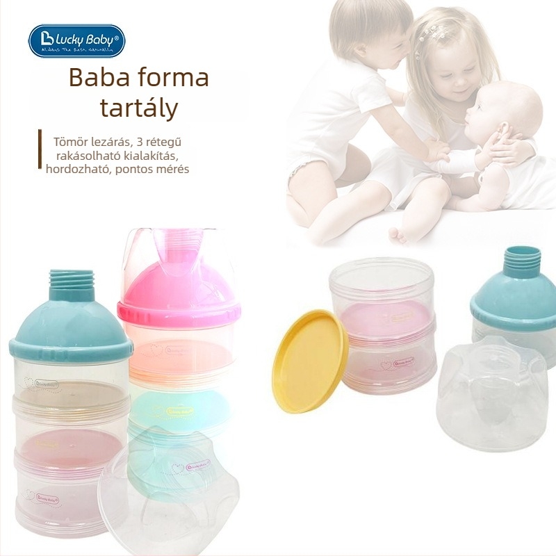 Lucky Baby háromrétegű hordozható tejpor tároló doboz újszülötteknek 0–3 évig, licencelhető magáncímkével