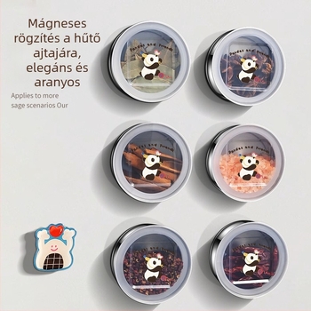316 rozsdamentes acél fűszertartó doboz, mágneses hűtőre rögzíthető, konyhai tároló szilárd fűszerekhez