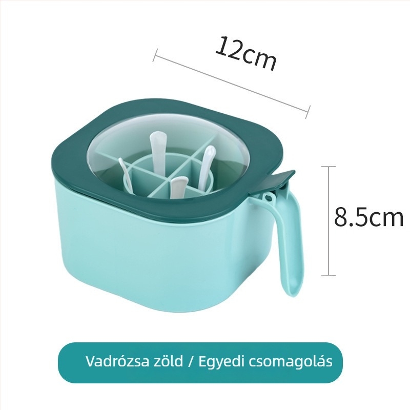 Műanyag átlátszó négyrekeszes fűszertartó fedővel