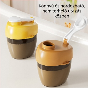 Hordozható baba tejpor tároló doboz, 70 ml kapacitás, PP anyag, 0–2 éves korig.