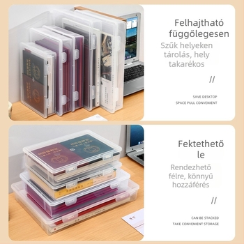 Dokumentumtároló doboz, polipropilén, lehajtható fedél, modell 5037, születési anyakönyvi kivonatok és fontos dokumentumok számára