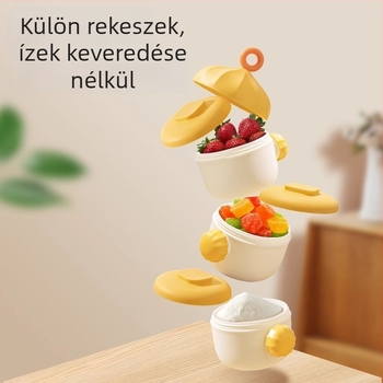 Háromrétegű hordozható bébi tejpor doboz zárt tárolóval, márka Qiqi Bao, 0–3 éves korig