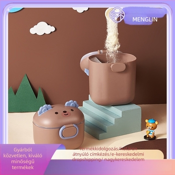 Hordozható baba tejpor doboz, cuki medve designnal, zárható tároló, nagy kapacitás – Meng Qilin 9017/9018, 2–3 éveseknek