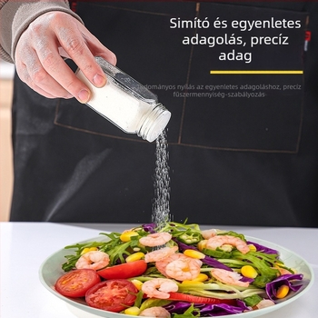 Négyzet alakú üveg fűszer-tartók fa fedéllel – sóhoz, borshoz és grillfűszerekhez