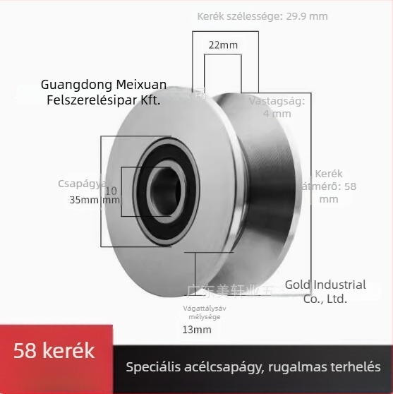 Meixuan Industry ipari rozsdamentes acél (201/304) egylábas görgőcsapágy, H/V/U típusok, pályagörgő kerék, mozgó ajtókhoz és gépekhez