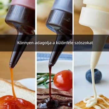 Műanyag töltőpalack hegyes csővel – szószokhoz és dresszingekhez, Inomata, 180 darabos csomag