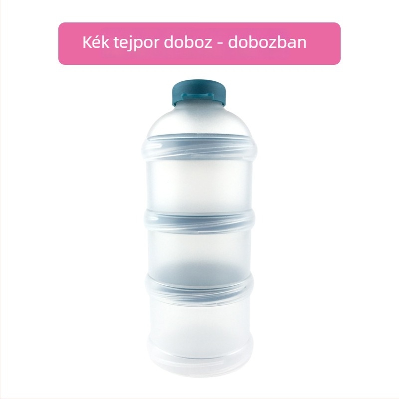Háromszintes bébi tejpor doboz – hordozható, több rekesszel a tejporhoz és nassolnivalókhoz, márka Shebaby, 0–3 éveseknek.