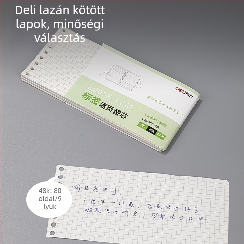 Loose-leaf refill N4880 – 80 oldal, 9 lyuk, 48K, négyzetes rács üres papír
