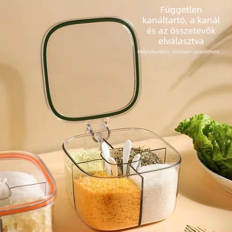 Otthoni konyhai fűszerkészlet több rekesszel – só, MSG és bors tárolására