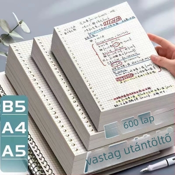 Think Forward A5-ös oldallevél-csere mag – rácsos és vonalas oldalakhoz, Dowling papír, 26/20/30 lyukak