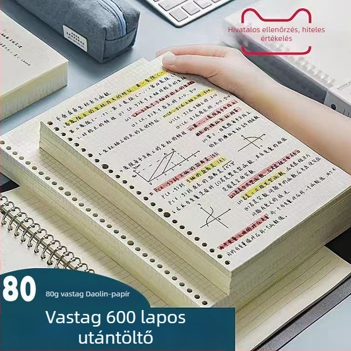 Think Forward A5-ös oldallevél-csere mag – rácsos és vonalas oldalakhoz, Dowling papír, 26/20/30 lyukak