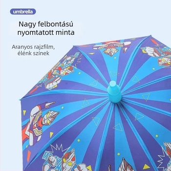 Gyerekeknek készült esernyő a napsütésre és esőre, vinil bevonat anyag, UPF 50+, 8 bordás váz, kézi nyitás-zárás, cartoon stílus