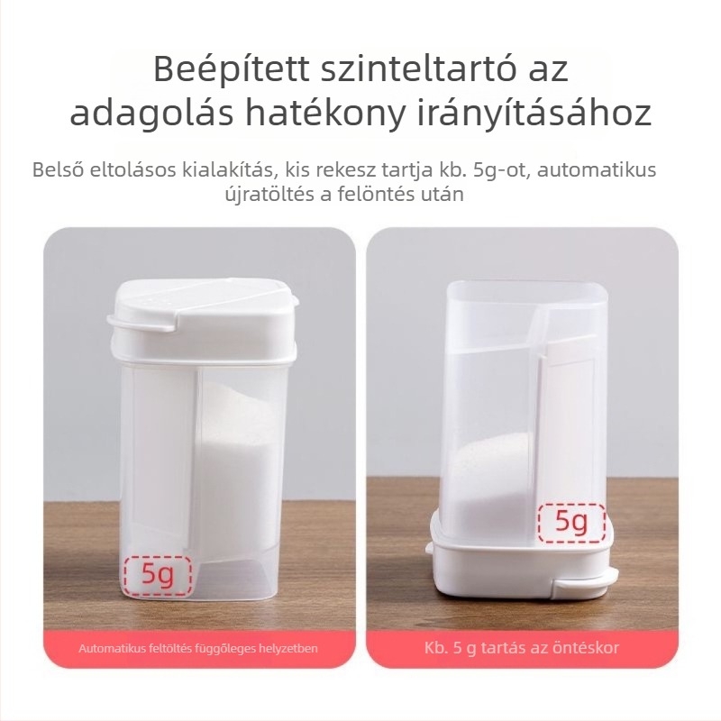 Fűszertartó dupla fedéllel – adagoló, nedvességálló, zárt megoldás szilárd fűszerekhez