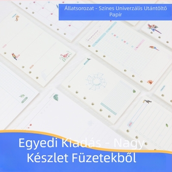 Hat lyukú füzet töltőlapok, belső oldalak, 45 lap, logó nyomtatva