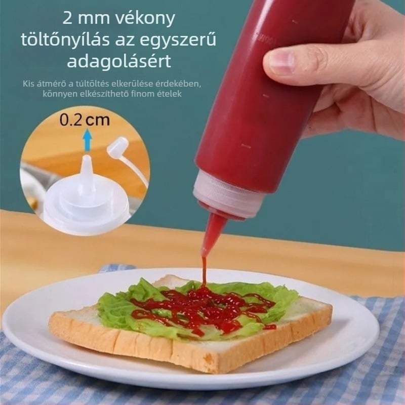 Élelmiszer-minőségű műanyag szószadagoló üveg vastagított fúvóka, kereskedelmi használatra