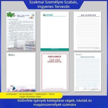 Logónyomtatással készített testreszabott levélpapír — Anyag: offset- és írópapír; Modell: Testreszabott; Stílus: Levélpapír testreszabása; Termékkód: 658; Logónyomtatás: elérhető