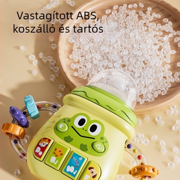 Interaktív babajáték zenével és fényekkel, kézben tartható cumisüveg dizájn, oktatási célú és akkumulátoros
