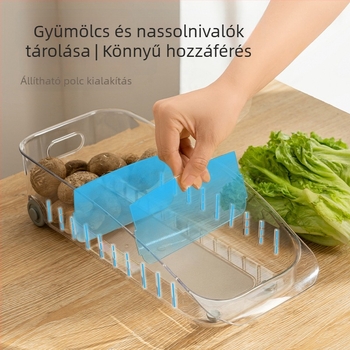 Műanyag hűtő-tároló doboz görgőkkel, konyhapult mellé, gyümölcs- és zöldség tárolására, modern stílus