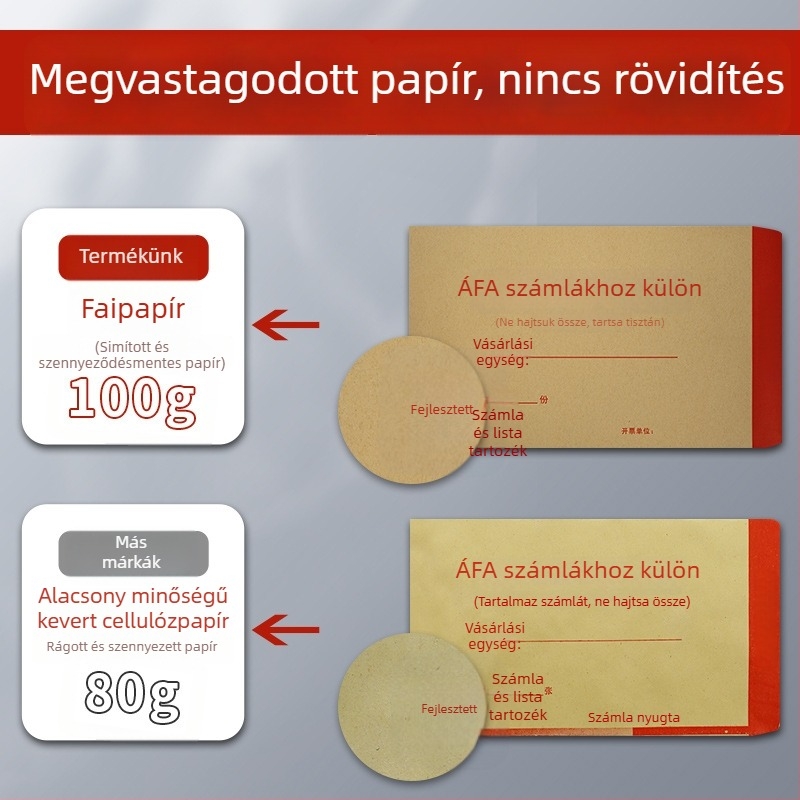 Kraft papír számla boríték, nyugati stílusú, modell No. 7/c5, logó nyomtatás elérhető, feldolgozás és testreszabás lehetséges.