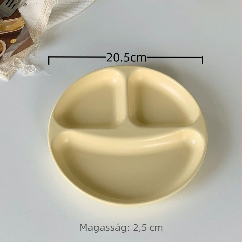 Porcelán étkezőtányér, kör alakú, friss és aranyos stílusú, mikrohullámú sütőben is használható, logó nyomtatott