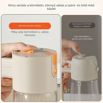Olajtartó flakon kétfunkciós permetező és öntő funkcióval — ólommentes üveg, automata nyitás-zárás, logónyomtatás, modern minimalista dizájn