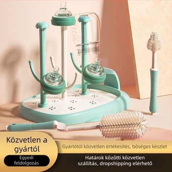 Eucalyptus Heart cumisüveg állvány, eltávolítható szárítópolccal és palackecset tartóval